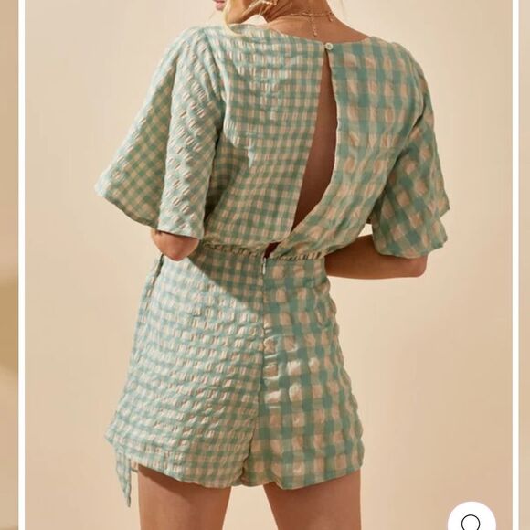 Talulah Gingham Wrap Romper - Picture 2 of 6